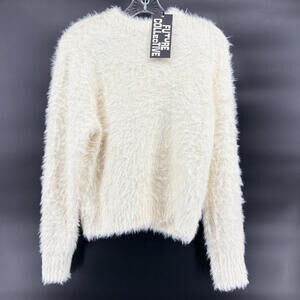 NWT Future Collective Women's Cream Shaggy Sweater Large 99RRL8